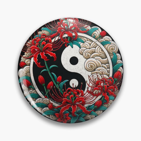 Item preview, Higanbana or spider lily in Yin and Yang Japanese Retro vaporwave Anime Shirt designed and sold by Otakuniverse.