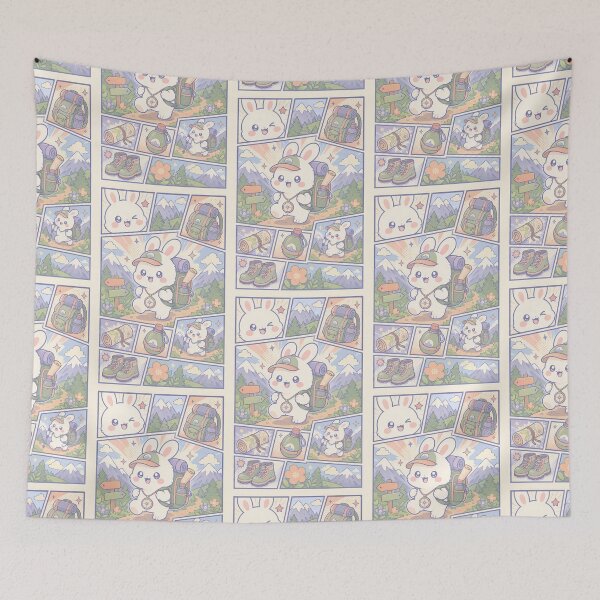 Item preview, Kawaii White Bunny Mountain Backpacker designed and sold by Gift Phrase Studio.