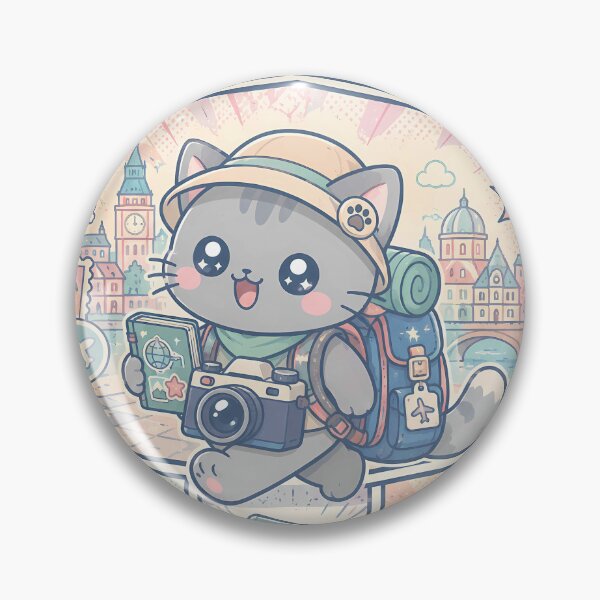 Item preview, Kawaii Gray Kitten Travel Photographer designed and sold by Gift Phrase Studio.