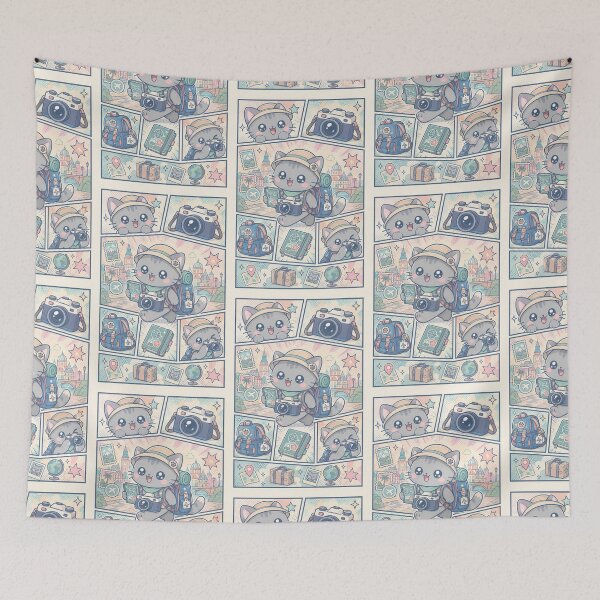 Item preview, Kawaii Gray Kitten Travel Photographer designed and sold by Gift Phrase Studio.