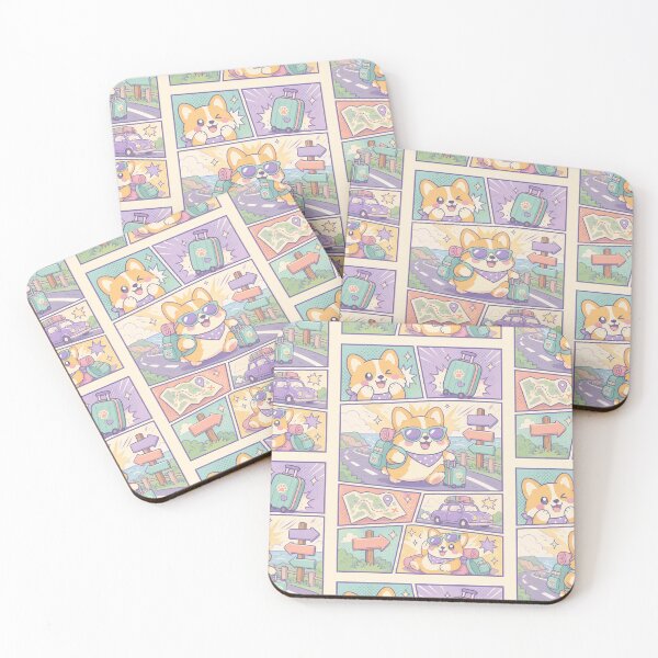 Item preview, Kawaii Corgi Road Trip Comic Panel designed and sold by Gift Phrase Studio.