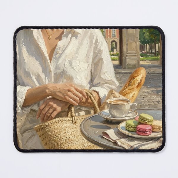 Item preview, Morning in the Marais: Parisian Cafe Scene with Macarons designed and sold by CARRAANN.