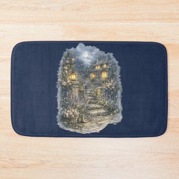 Item preview, Moonlit Cottage Garden Watercolor Illustration – Enchanted Midnight Cottagecore Art designed and sold by MagicMakerPh.