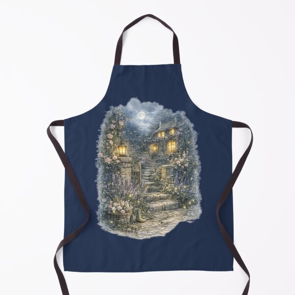 Item preview, Moonlit Cottage Garden Watercolor Illustration – Enchanted Midnight Cottagecore Art designed and sold by MagicMakerPh.