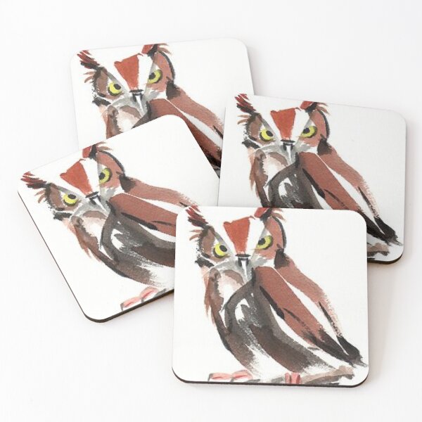 Item preview, Expressive Watercolor Great Horned Owl designed and sold by NatureyVibes.