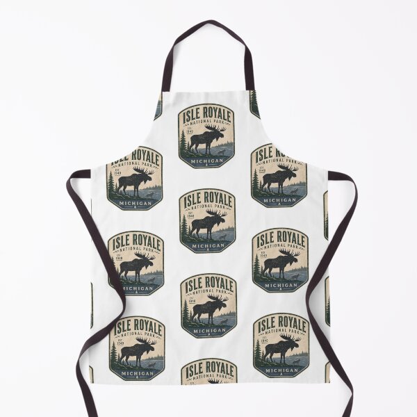 Item preview, Isle Royale National Park Michigan Moose Wolf Vintage Badge Distressed Outdoor Wilderness designed and sold by The Junto Shop.