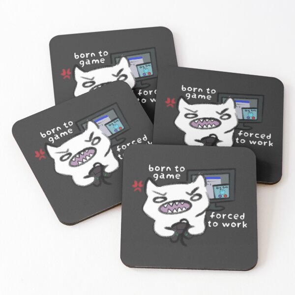 Item preview, Born to game forced to work cat designed and sold by Rinnnce Designs.