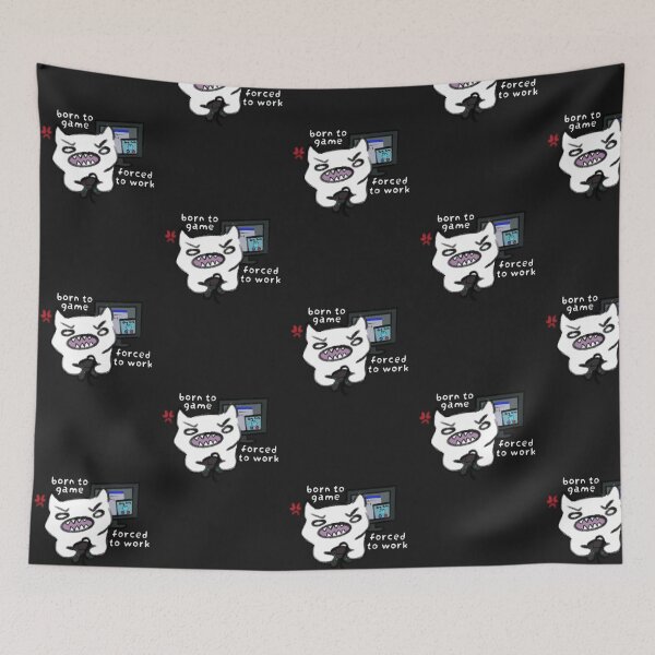 Item preview, Born to game forced to work cat designed and sold by Rinnnce Designs.