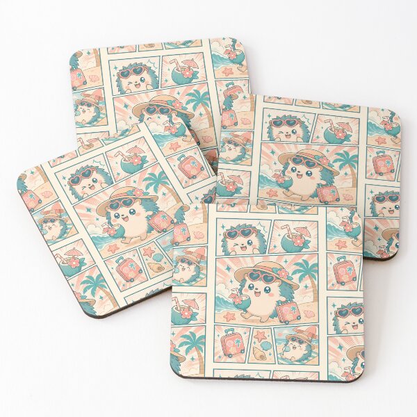 Item preview, Kawaii Beach Traveler Hedgehog Comic Panel designed and sold by Gift Phrase Studio.
