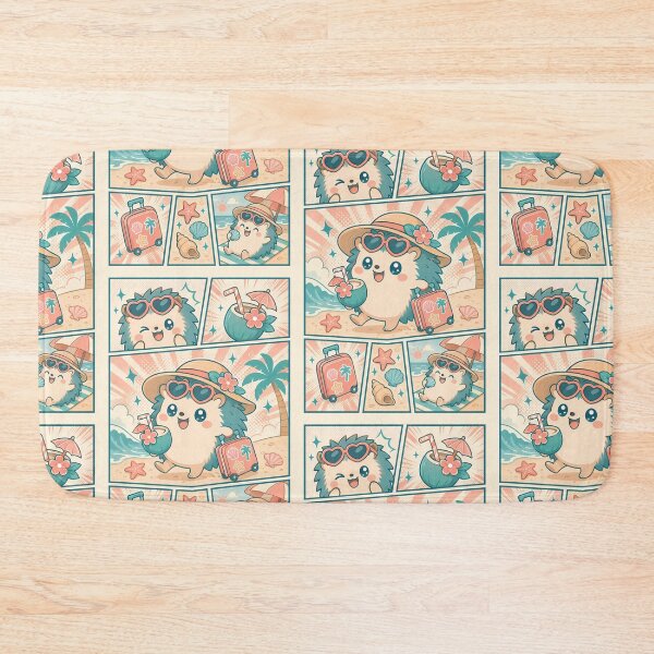 Item preview, Kawaii Beach Traveler Hedgehog Comic Panel designed and sold by Gift Phrase Studio.