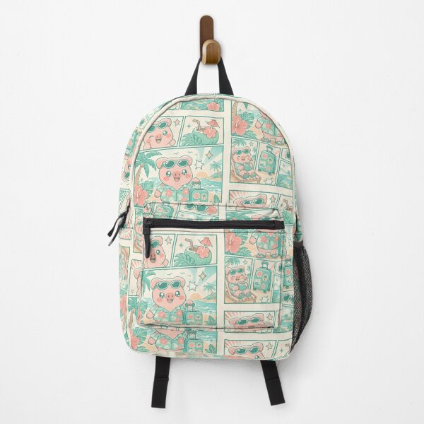 Item preview, Kawaii Tropical Travel Pig Comic Panel designed and sold by Gift Phrase Studio.