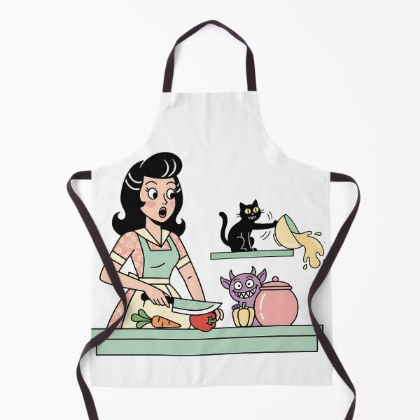 Item preview, Retro Housewife Kitchen Chaos Black Cat Monster designed and sold by bellaever.