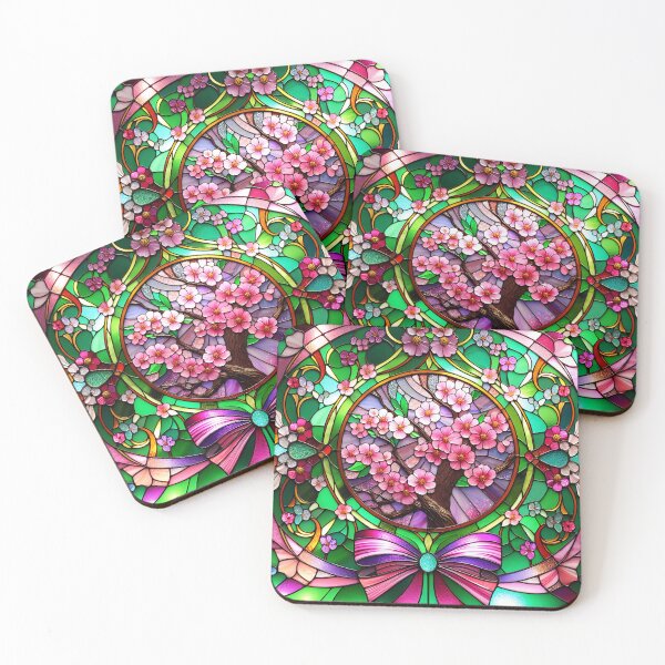 Item preview, darker sakura bow stainglass designed and sold by toastecandy.