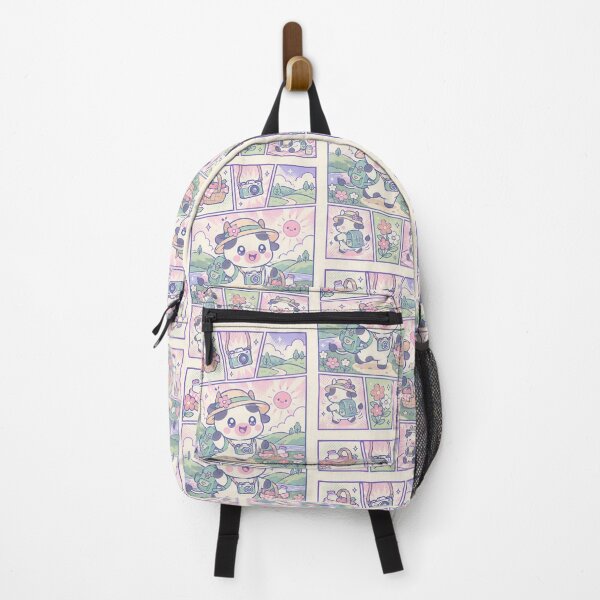 Item preview, Kawaii Picnic Cow Traveler Comic Panel designed and sold by Gift Phrase Studio.