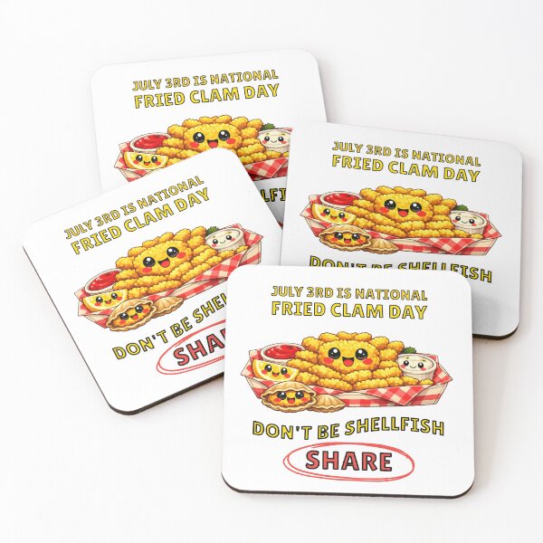Item preview, National Fried Clam Day Don't Be Shellfish Share | Cute Kawaii Seafood Pun designed and sold by SpEnMa-Holidays.
