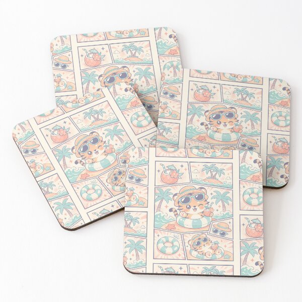 Item preview, Kawaii Island Vacation Tiger Comic Panel designed and sold by Gift Phrase Studio.