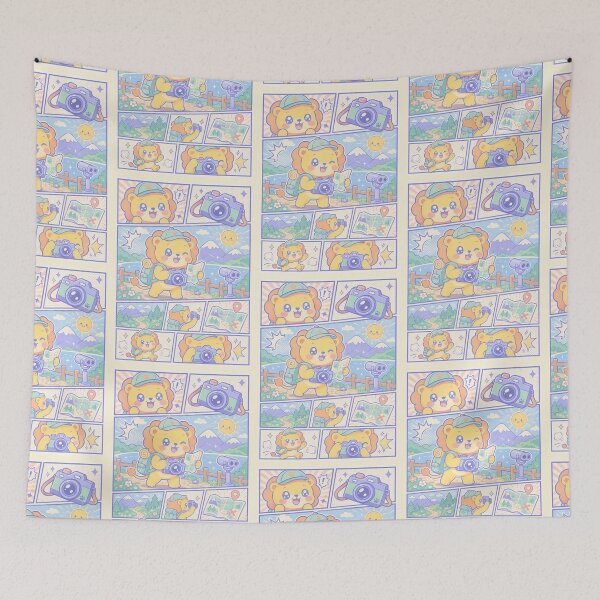 Item preview, Kawaii Traveling Photographer Lion Comic Panel designed and sold by Gift Phrase Studio.