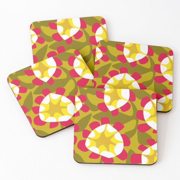 Item preview, Bold Mid Century Modern Scandinavian Pattern in Olive Green and Raspberry designed and sold by Deutschic.