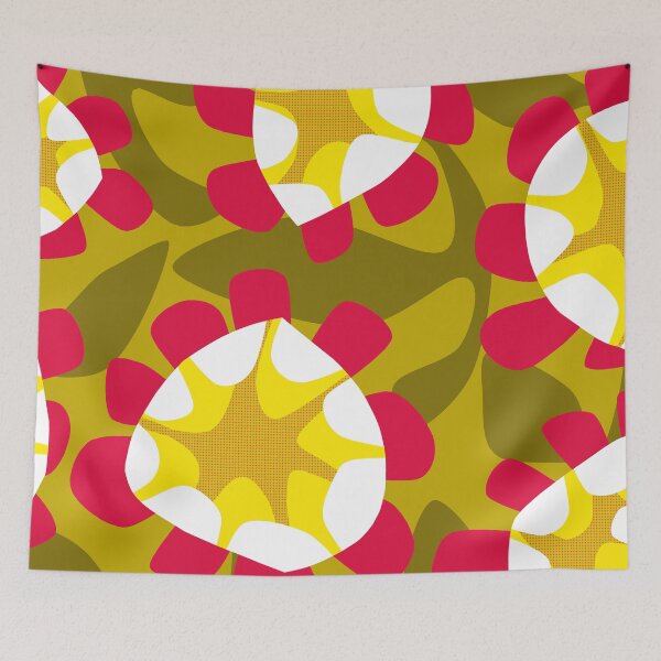 Item preview, Bold Mid Century Modern Scandinavian Pattern in Olive Green and Raspberry designed and sold by Deutschic.