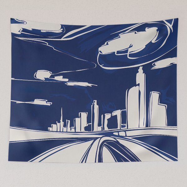 Item preview, Columbus Ohio, city, USA - Blue Abstract Art designed and sold by shadow-bloom.