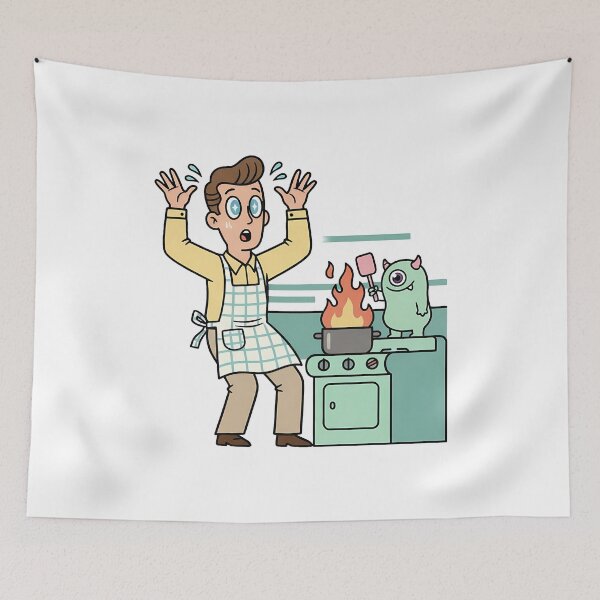 Item preview, Kitchen Monster Fire Cooking Panic Funny Chef designed and sold by bellaever.