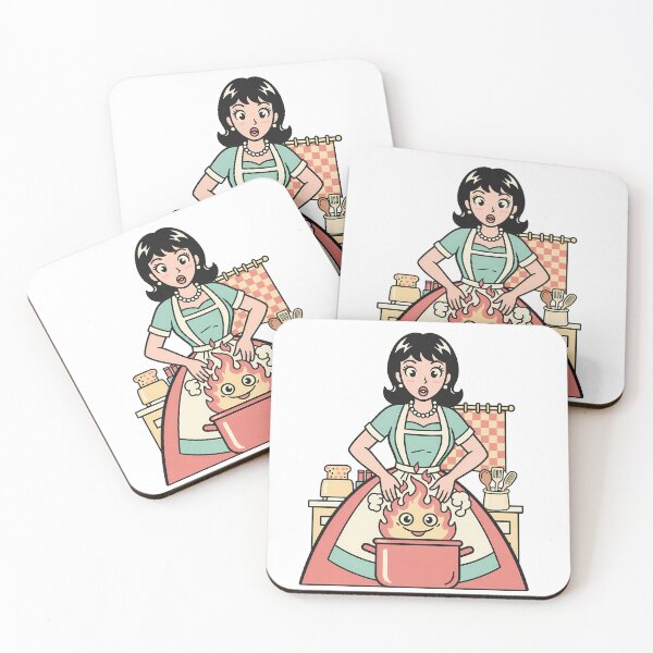 Item preview, Retro Housewife Cooking Whimsical Fire Spirit designed and sold by bellaever.