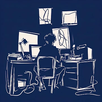 Artwork thumbnail, Computer programmer - Blue Abstract Art by shadow-bloom