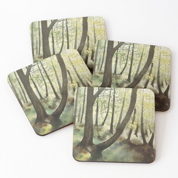 Item preview, Sunlit Forest Watercolor Landscape designed and sold by PeyronnelArt.