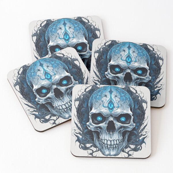 Item preview, cool skull with blue eyes designed and sold by HollowOakPrints.