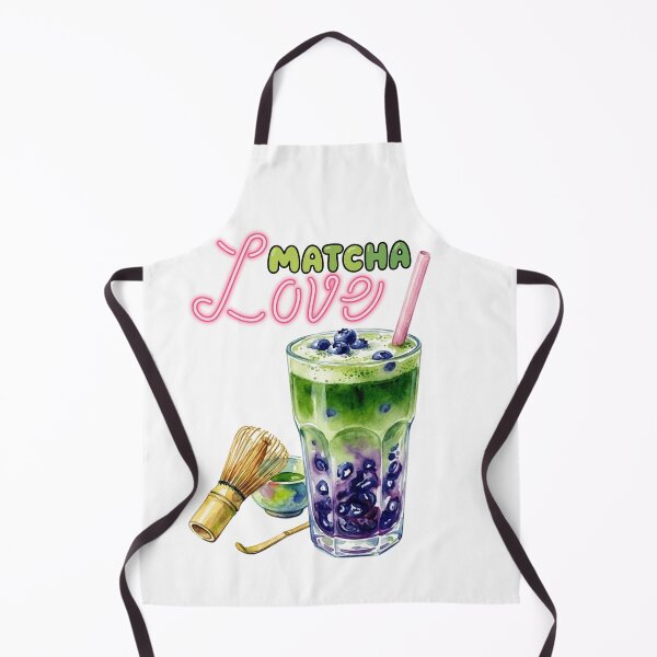 Item preview, "Matcha Love" Watercolor Blue Matcha and Berry Latte Illustration designed and sold by VibranPalette.