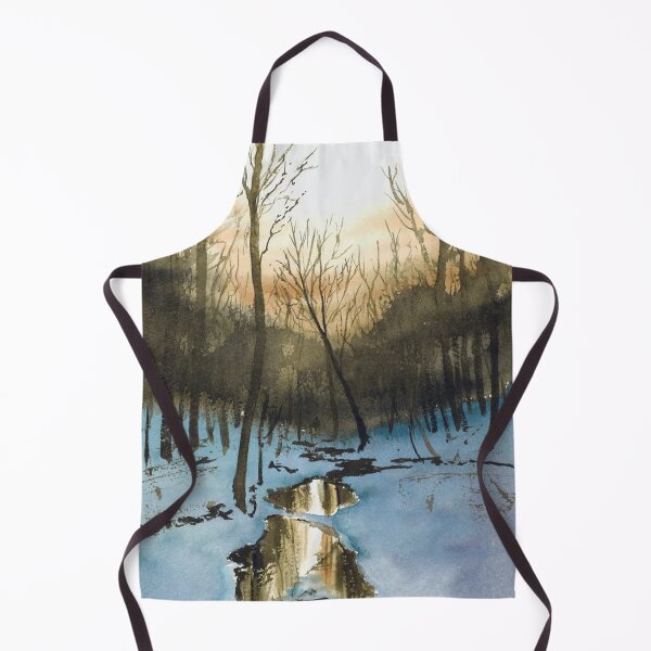 Item preview, Snowy Woodland Reflection Watercolor Landscape designed and sold by PeyronnelArt.