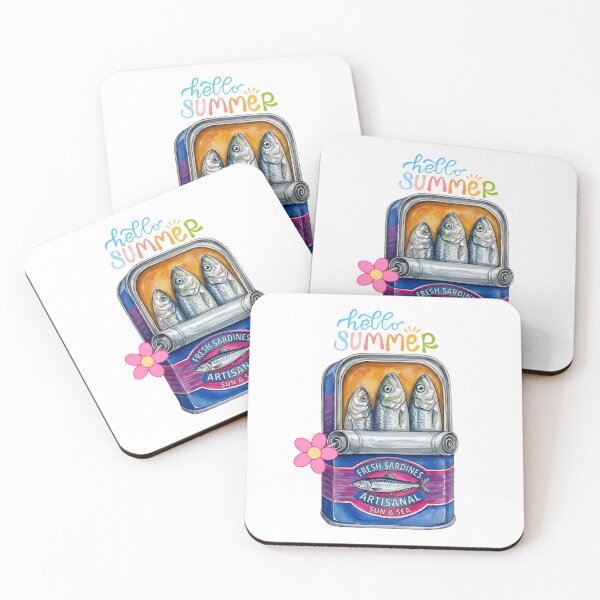 Item preview, Summer Sardine Serenade: Vintage-Style Watercolor Illustration designed and sold by VibranPalette.
