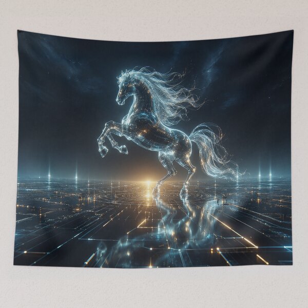 Item preview, AetherCircuit Stallion: The Luminous Horizon Runner designed and sold by BlissBlvdShop.