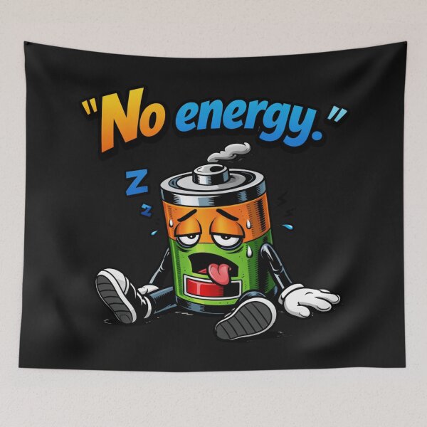 Item preview, Depleted Battery Exhausted Cartoon Graphic designed and sold by Tsugraf Designs.