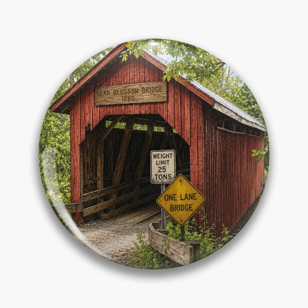 Item preview, Bean Blossom Covered Bridge colored pencil designed and sold by gotucoveredart.