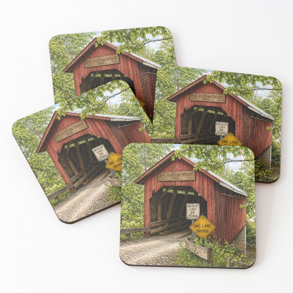Item preview, Bean Blossom Covered Bridge colored pencil designed and sold by gotucoveredart.