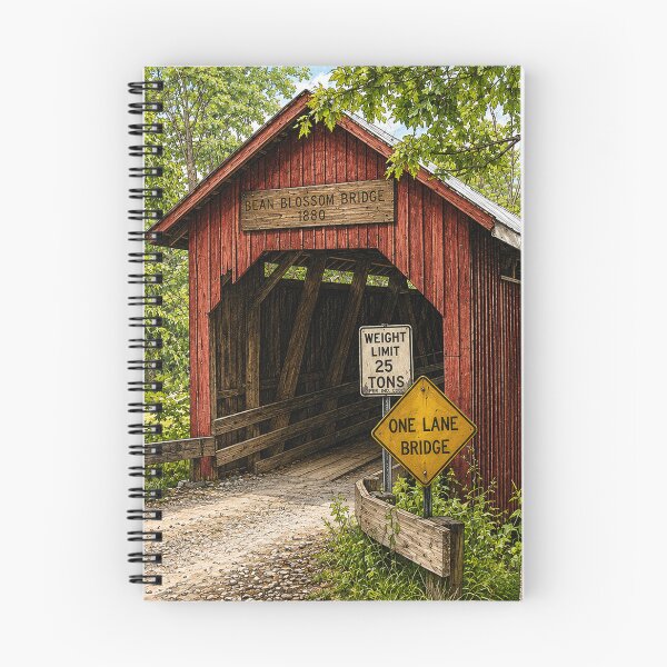 Item preview, Bean Blossom Covered Bridge colored pencil designed and sold by gotucoveredart.