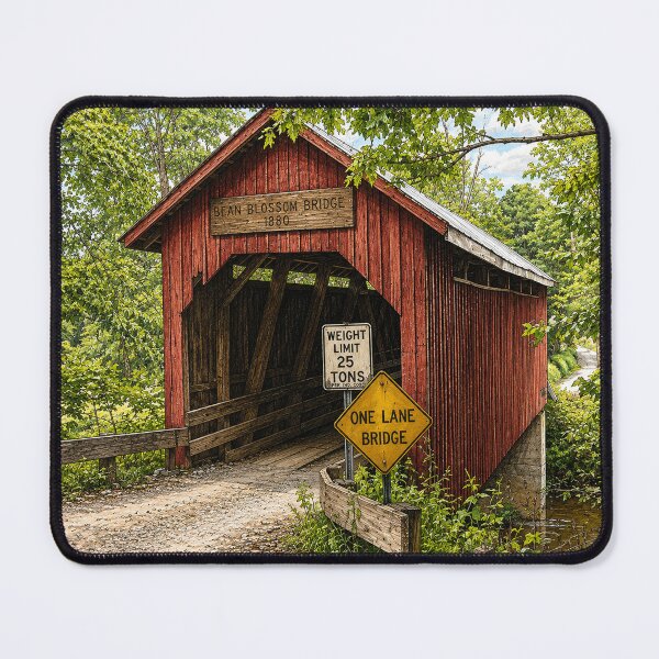 Item preview, Bean Blossom Covered Bridge colored pencil designed and sold by gotucoveredart.