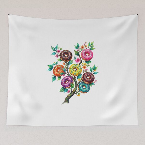 Item preview, Whimsical Watercolor Donut Tree Branch designed and sold by SOUFIANE1991.