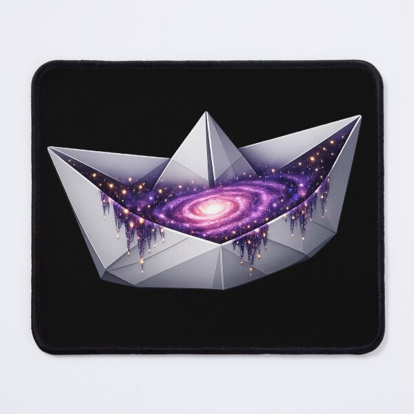 Item preview, Origami Paper Boat with Cosmic Spiral Galaxy 3D Art designed and sold by ArtoryWorks.