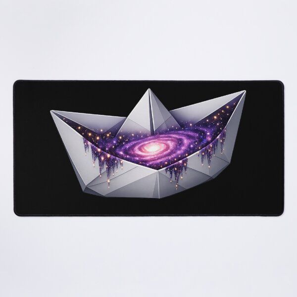 Item preview, Origami Paper Boat with Cosmic Spiral Galaxy 3D Art designed and sold by ArtoryWorks.