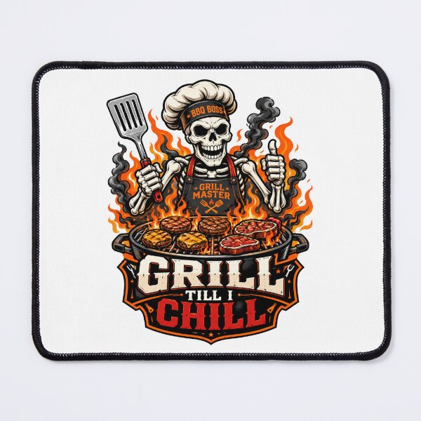 Item preview, Grill Till I Chill Funny Skeleton BBQ Halloween Vector designed and sold by wizooo411.