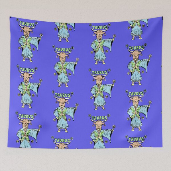 Item preview, Taurus Bull Astrology Zodiac Flower Power Original Art Illustration designed and sold by Intergalactic Unicorn: Art by Anna Schmidt.
