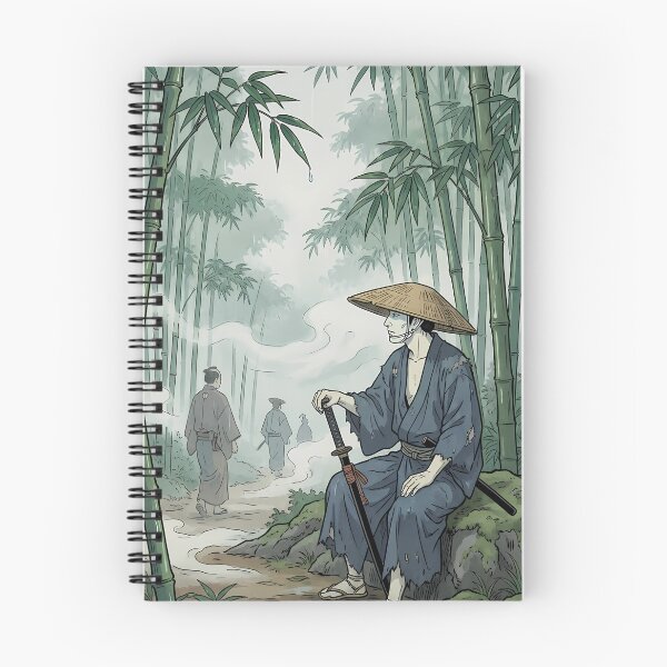 Item preview, Wandering Ronin Resting in Deep Bamboo Forest - Ukiyo-e Art designed and sold by TokyoUkiyoHouse.