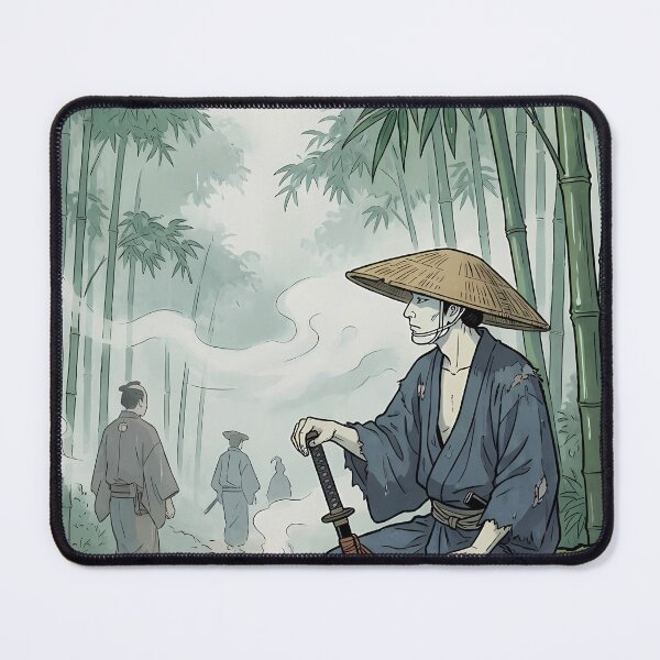Item preview, Wandering Ronin Resting in Deep Bamboo Forest - Ukiyo-e Art designed and sold by TokyoUkiyoHouse.