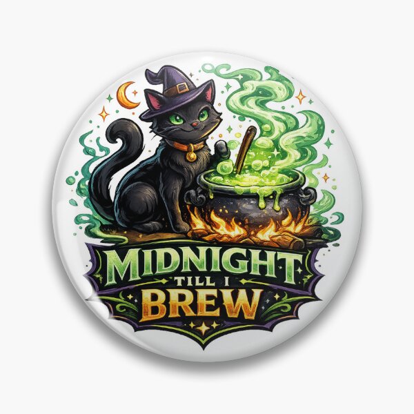Item preview, Midnight Brew Black Cat Halloween Witch Vector designed and sold by wizooo411.