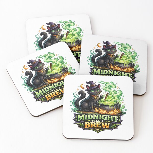Item preview, Midnight Brew Black Cat Halloween Witch Vector designed and sold by wizooo411.
