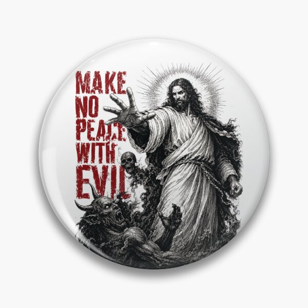 Item preview, Jesus Christ Casting out Demons Make no Peace with Evil - Christian Goth Metal Streetwear designed and sold by Blood Washed Apparel.
