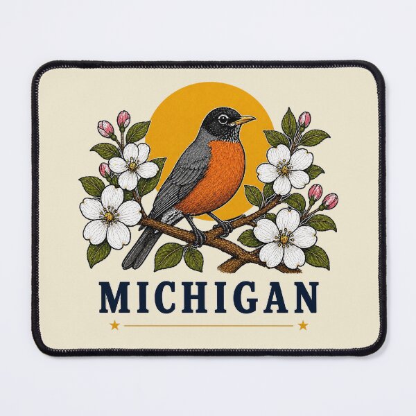 Item preview, Michigan Robin & Apple Blossom Homage designed and sold by American Fieldmark Studio.