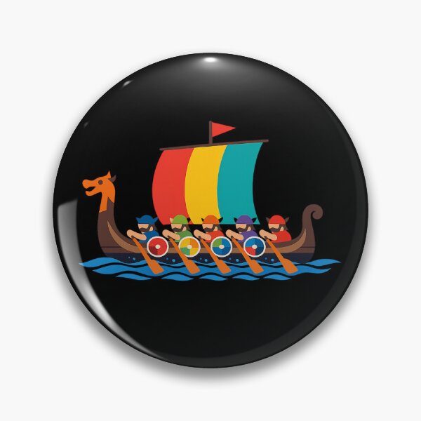 Item preview, Minimalist Colorful Viking Longboat Rowing on Blue Waves designed and sold by optimusprime39.